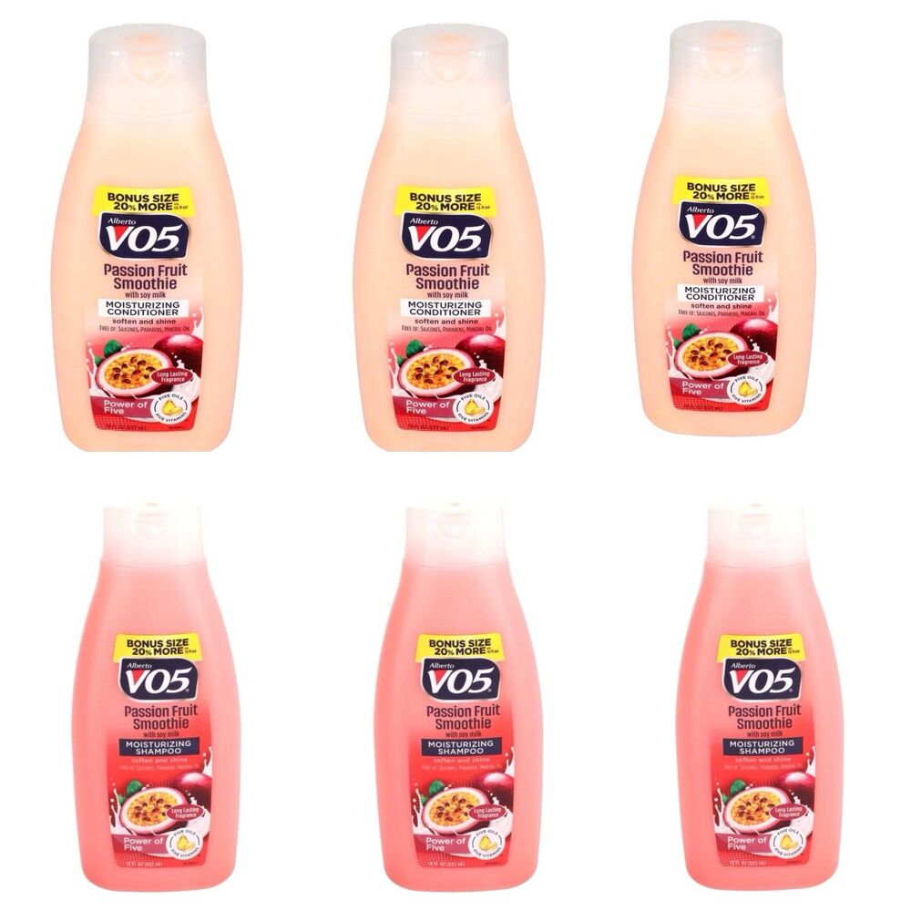 Lot x6  Alberto VO5 18 oz Passion Fruit Smoothie  Moisture Shampoo & Conditioner